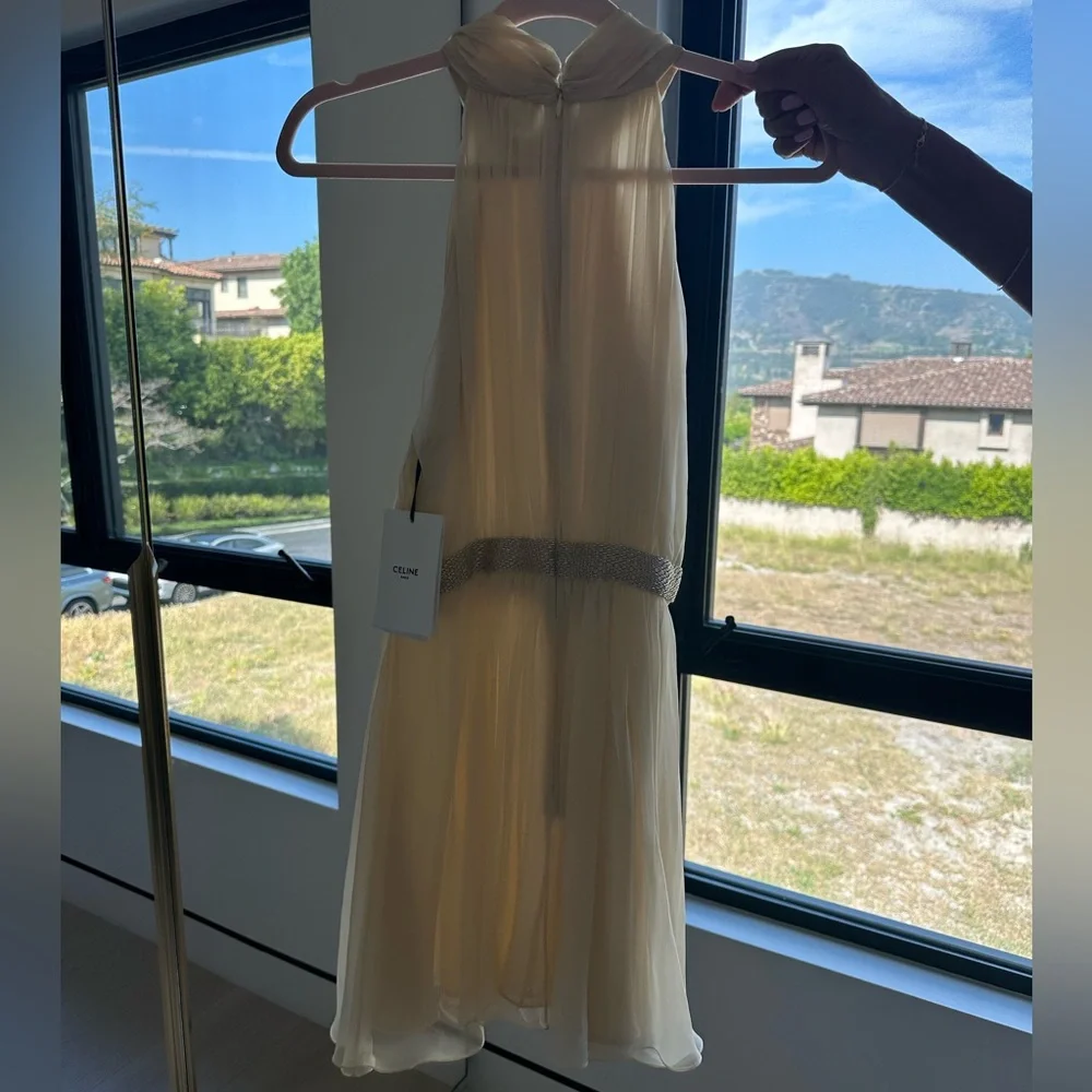 Celine Celine Paris Robe cocktail draper Gown with Embellished Bow - Picture 5 of 11